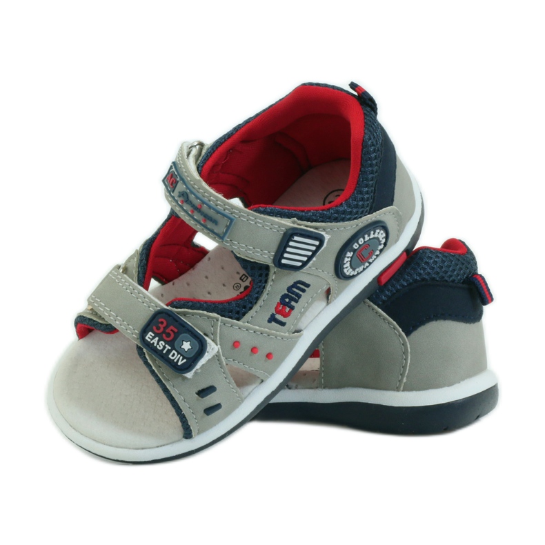 American Club Sandales avec empiècement en cuir américain 87297 bleu marine gris 3