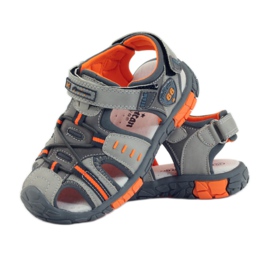 American Club Sandales pour enfants avec insert en cuir américain 93607 gris orange 3