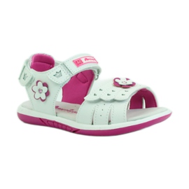American Club Sandales pour enfants avec insert en cuir américain 93606 rose blanche 1