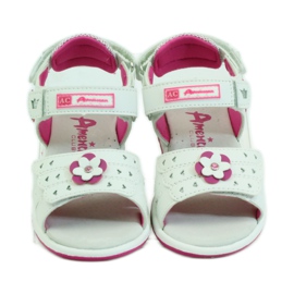 American Club Sandales pour enfants avec insert en cuir américain 93606 rose blanche 4