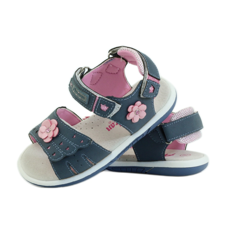American Club Sandales avec insert en cuir américain 93606 bleu marine rose 3