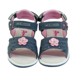 American Club Sandales avec insert en cuir américain 93606 bleu marin rose 4