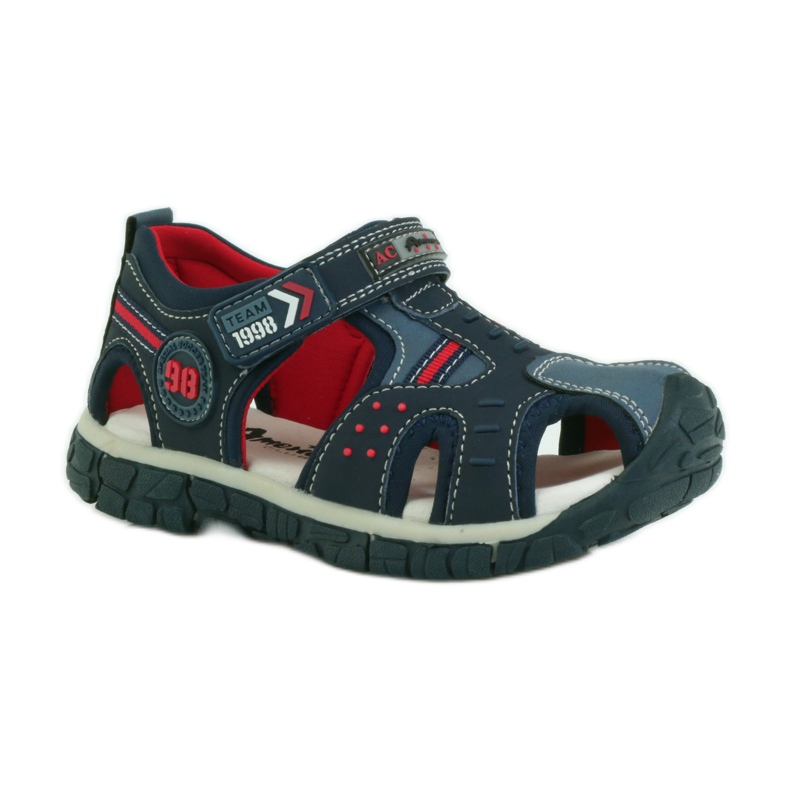American Club Sandales avec insert en cuir américain 93594 bleu marine rouge 1