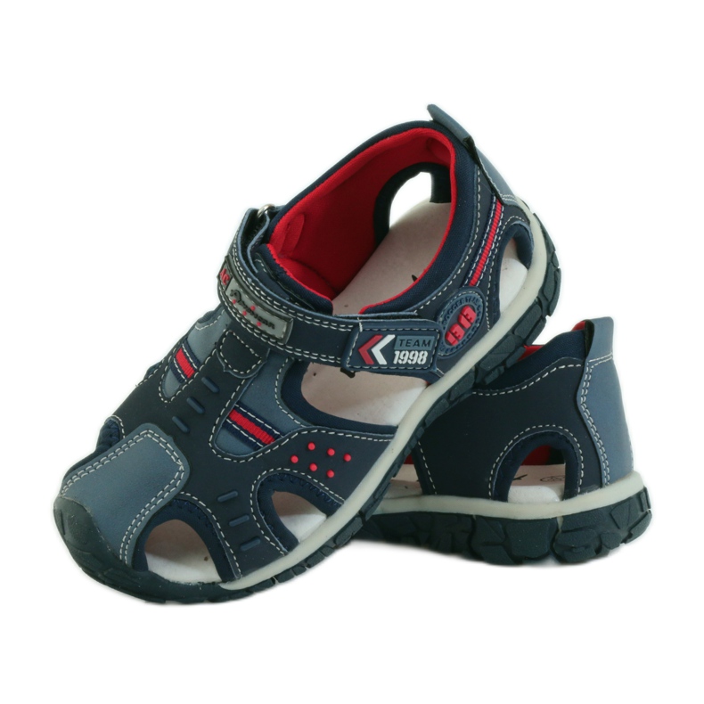 American Club Sandales avec insert en cuir américain 93594 bleu marine rouge 3
