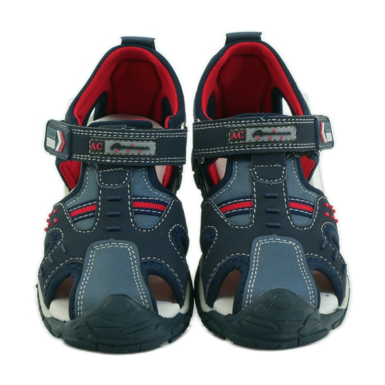 American Club Sandales avec insert en cuir américain 93594 bleu marine rouge 4