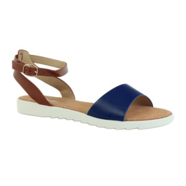 American Club Sandales à semelle intérieure en cuir American 170621 brun bleu marin 1