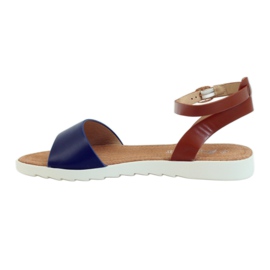 American Club Sandales à semelle intérieure en cuir American 170621 brun bleu marin 2