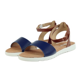 American Club Sandales à semelle intérieure en cuir American 170621 brun bleu marin 3