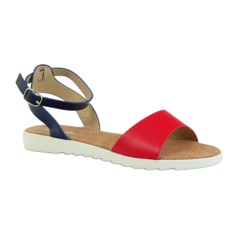 American Club Sandales à semelle intérieure en cuir American 170621 rouge bleu marin 1