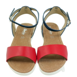 American Club Sandales à semelle intérieure en cuir American 170621 rouge bleu marin 3