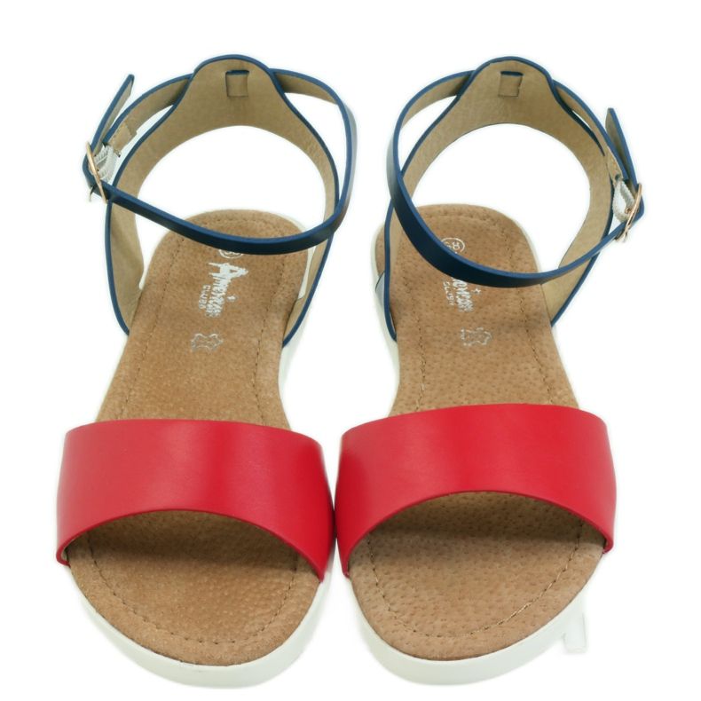 American Club Sandales à semelle intérieure en cuir American 170621 rouge bleu marin 3
