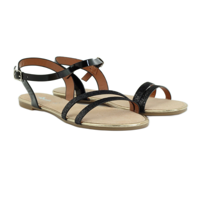 American Club Sandales à paillettes américaines 052 noires 3