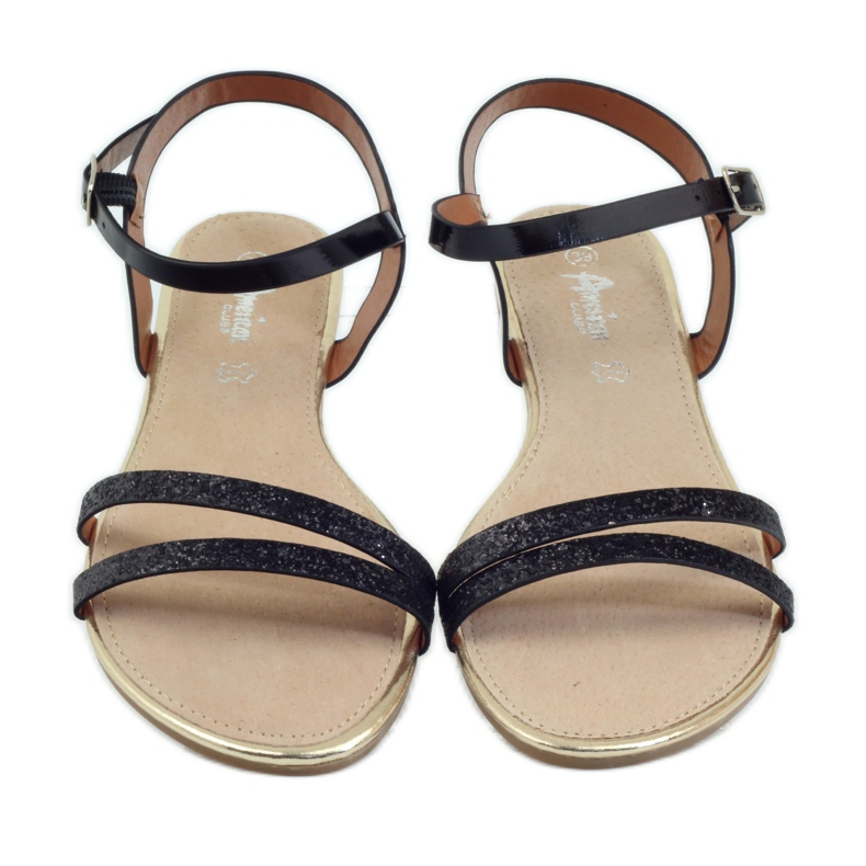 American Club Sandales à paillettes américaines 052 noires le noir 4