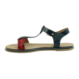 American Club Sandales américaines pour femmes avec semelle intérieure en cuir rouge bleu marine 2