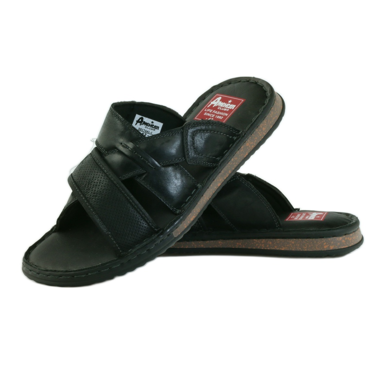 American Club Chaussons homme légers EVA fond américain noir 3