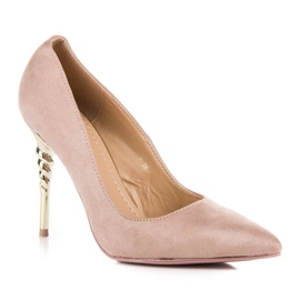 Escarpins en daim poudré rose 1