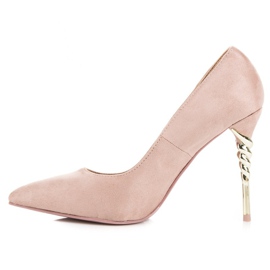 Escarpins en daim poudré rose 2