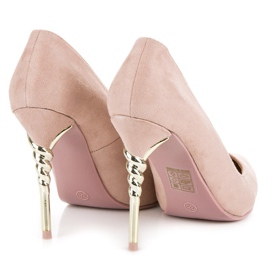 Escarpins en daim poudré rose 3