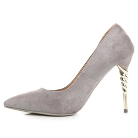 Escarpins en daim gris 4