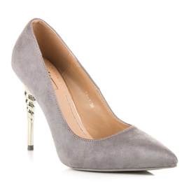 Escarpins en daim gris 1