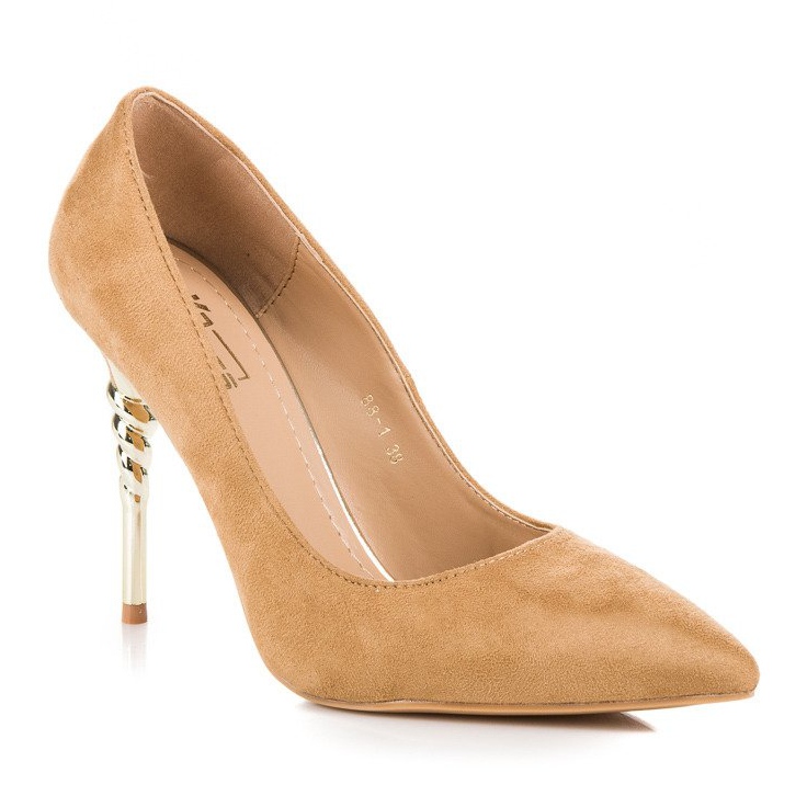 Escarpins en daim marron brun 1