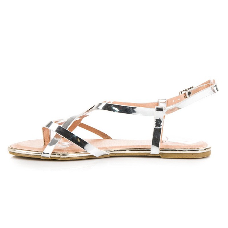 Evento Sandales plates argentées gris 2