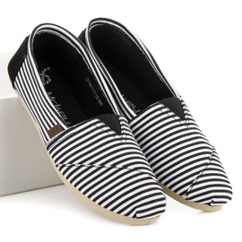 McKey Espadrilles rayées confortables noir 1