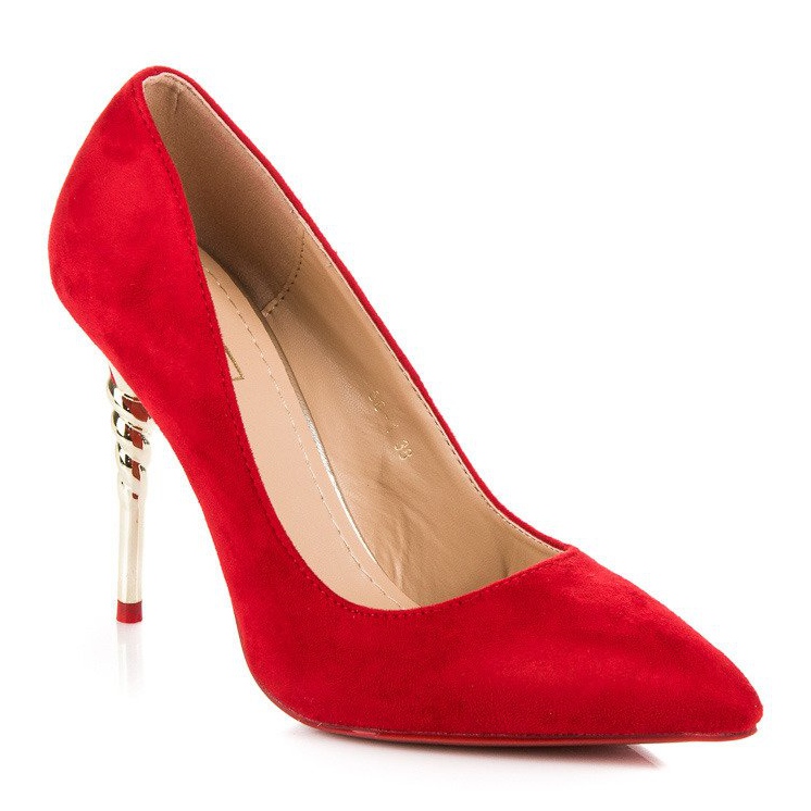 Escarpins en daim rouge 1