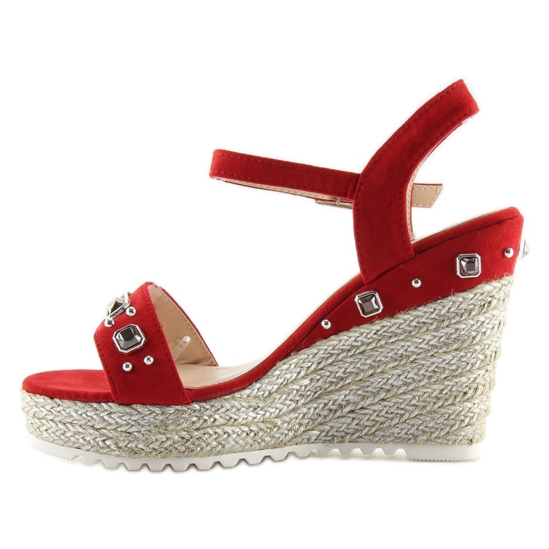 Espadrilles rouges sur un coin rouge TS-2730 Rouge 1