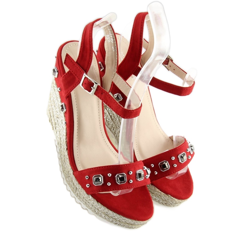 Espadrilles rouges sur un coin rouge TS-2730 Rouge 2