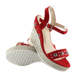 Espadrilles rouges sur un coin rouge TS-2730 Rouge 3