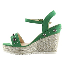 Vert Espadrilles à semelles compensées, vert TS-2730 Vert 1