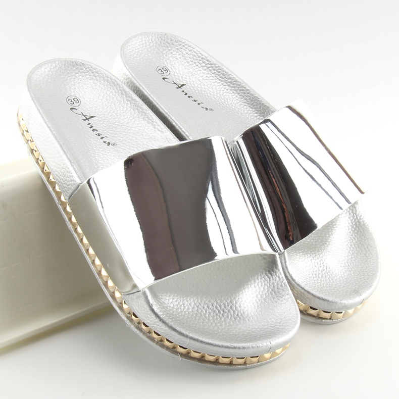 Chaussons femme argent N-29 argent gris 1