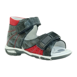 Sandales garçon en cuir avec velcro et réflecteurs RenBut 1407 gris 1