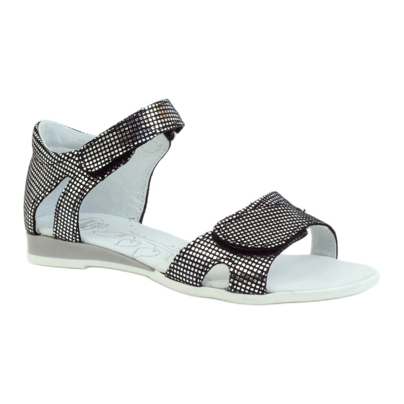 Sandales argent pois Ren But 4333 noir gris 1