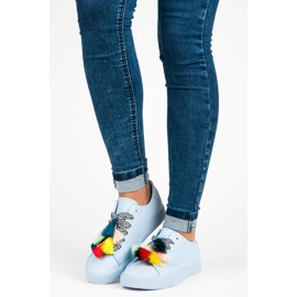 Ideal Shoes Baskets Bleues À Franges 1