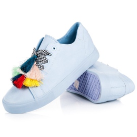 Ideal Shoes Baskets Bleues À Franges 3