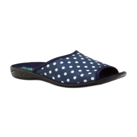 Chaussons coton Adanex pois bleu marine blanc 1