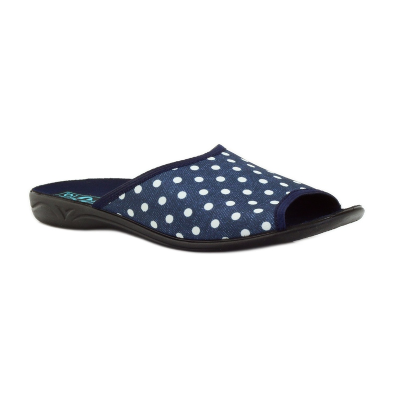 Chaussons coton Adanex pois bleu marine blanc 1