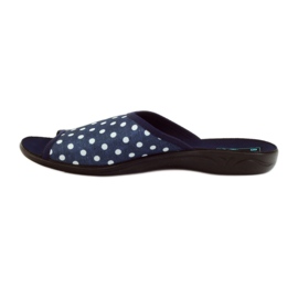 Chaussons coton Adanex pois bleu marine blanc 2