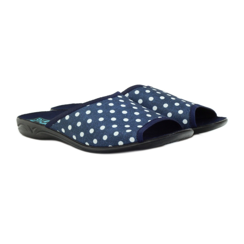 Chaussons coton Adanex pois bleu marine blanc 3