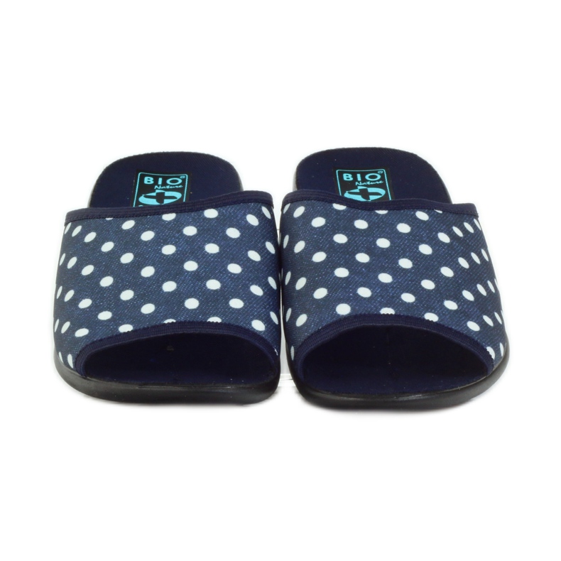 Chaussons coton Adanex pois bleu marine blanc 4