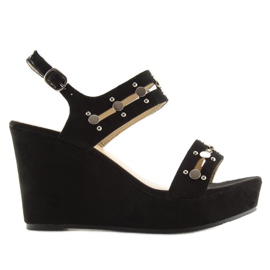 Sandales noires à talon compensé 1606 Noir le noir 2