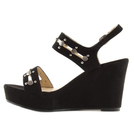 Sandales noires à talon compensé 1606 Noir le noir 4