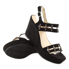 Sandales noires à talon compensé 1606 Noir le noir 7