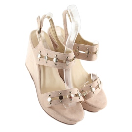 Sandales compensées beiges 1606 Beige 5