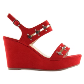 Sandales compensées rouges 1606 Rouge 2