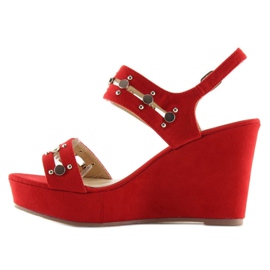 Sandales compensées rouges 1606 Rouge 4