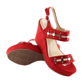 Sandales compensées rouges 1606 Rouge 7