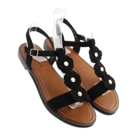 Sandales en daim noir pour femmes WL-001 le noir 4